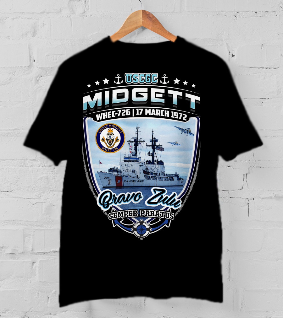 Uscgc Midgett Whec-726 17 March 1972 Bravo Zulu Semper Paratus T-Shirt