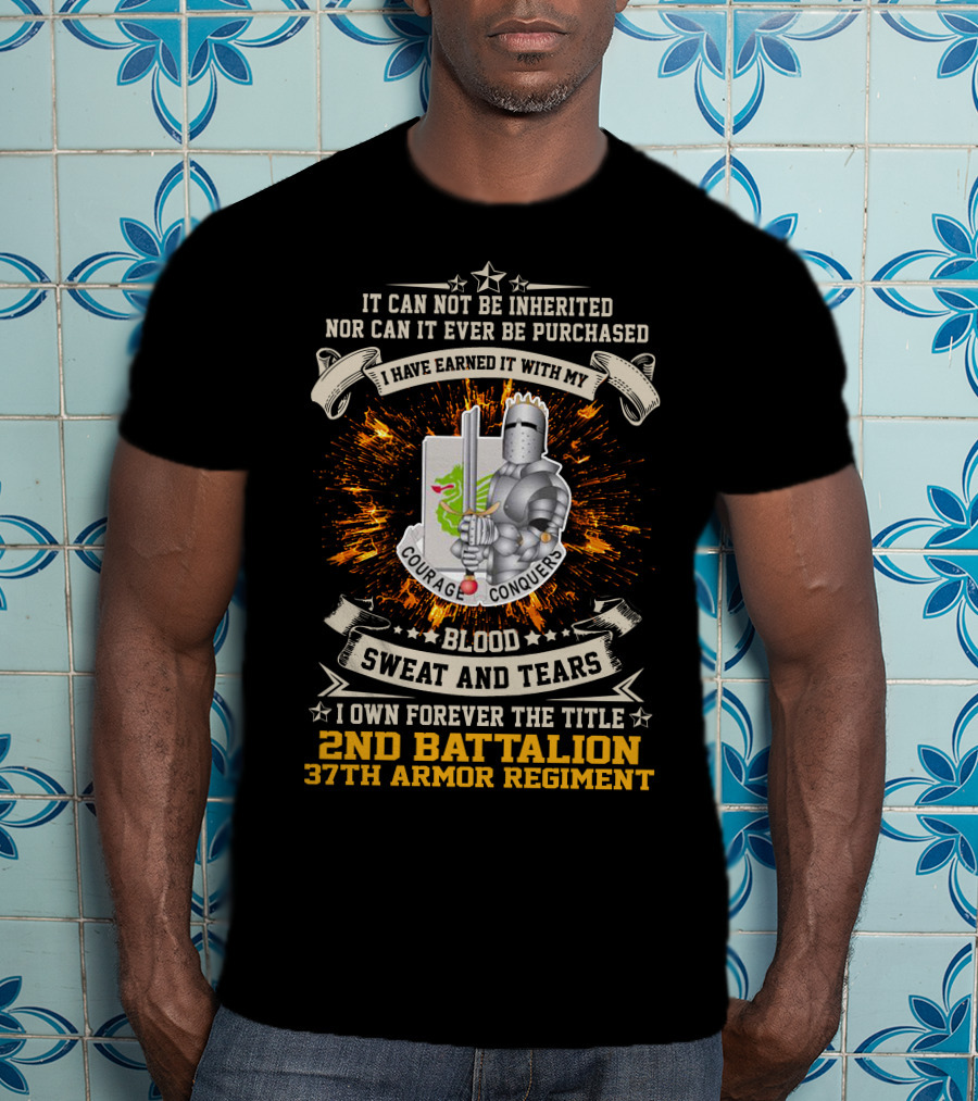 2Nd Battalion 37Th Armor Regiment Blood Sweat And Tears Courage Conquers T-Shirt