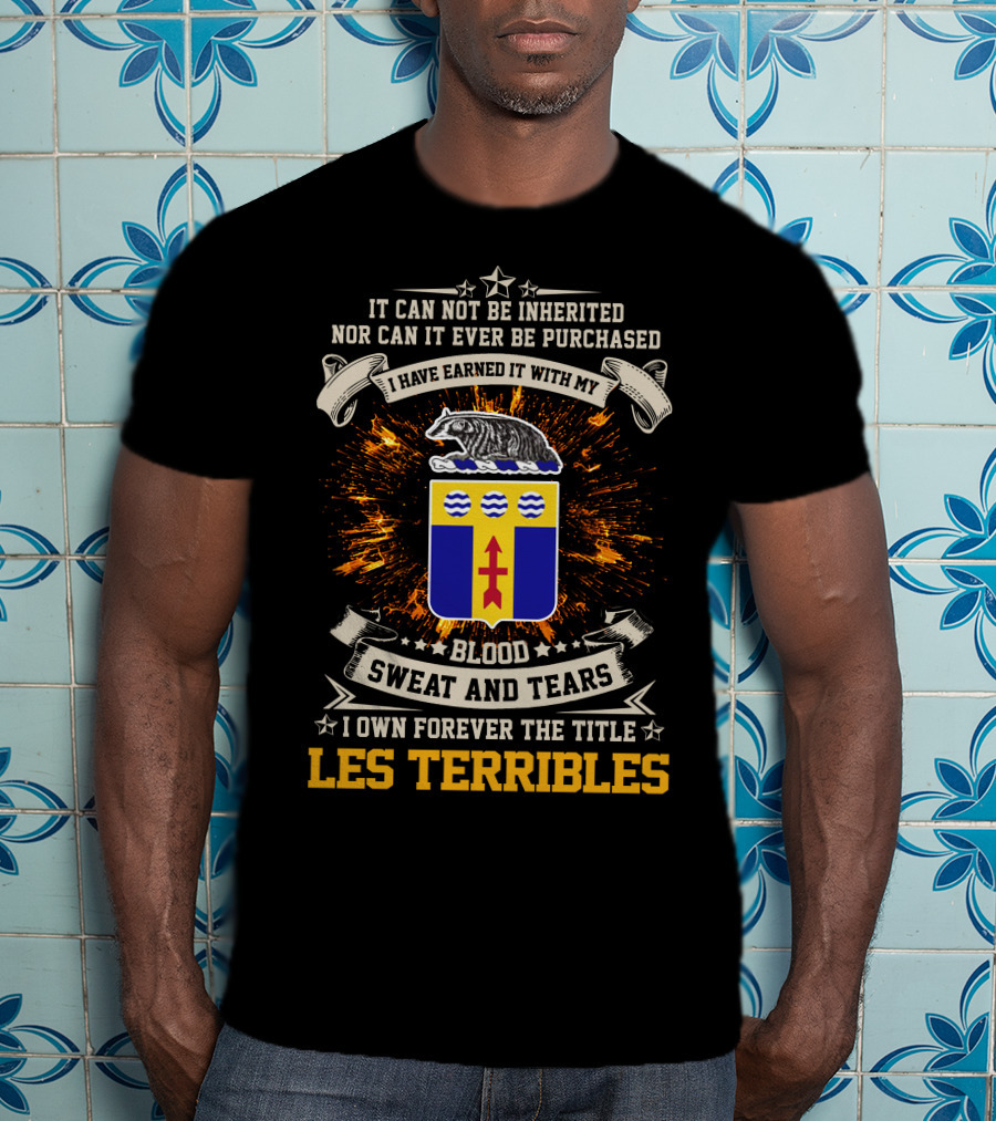 128Th Infantry Regiment Blood Sweat And Tears Les Terribles T-Shirt