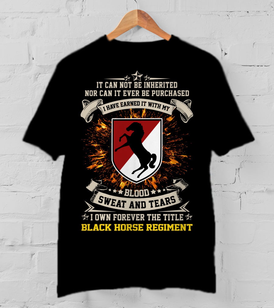 11Th Armored Cavalry Regiment Black Horse Regiment Blood Sweat And Tears T-Shirt