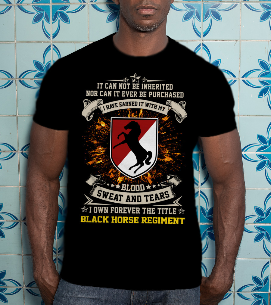 11Th Armored Cavalry Regiment Black Horse Regiment Blood Sweat And Tears T-Shirt