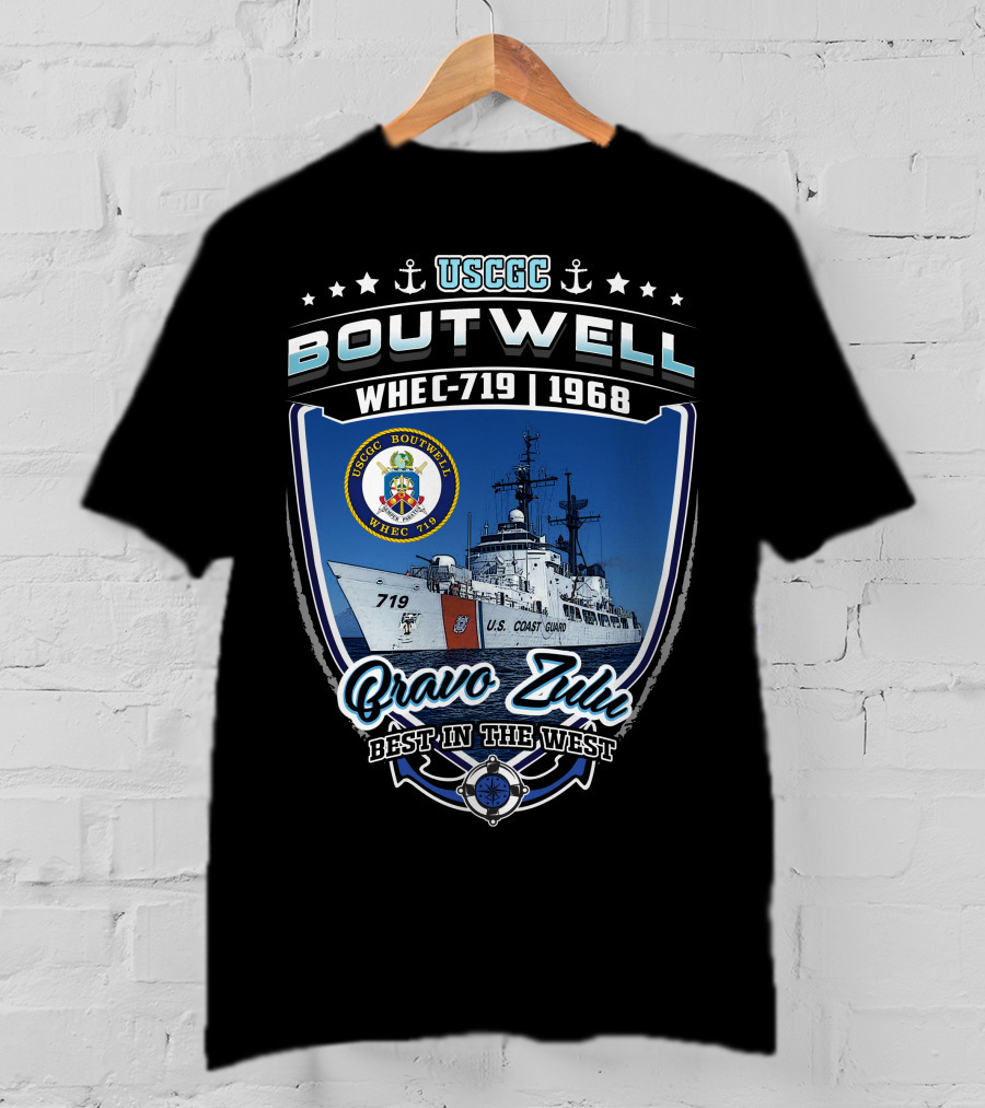 Uscgc Boutwell Whec-719 1968 Bravo Zulu Best In The West T-Shirt
