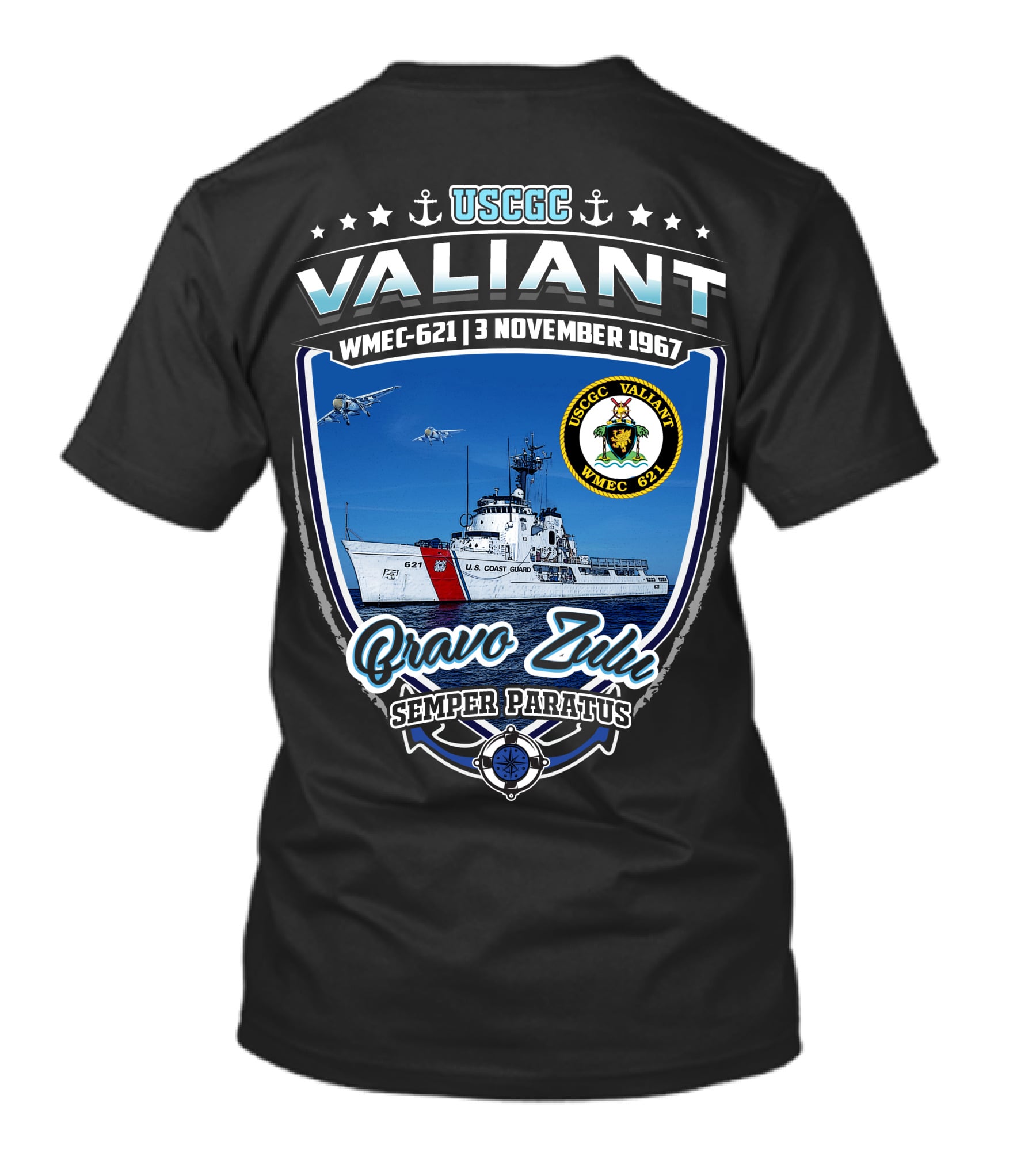 Uscgc Valiant Wmec-621 3 November 1967 Bravo Zulu Semper Paratus T-Shirt