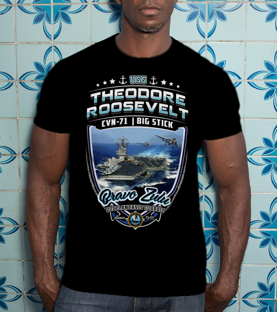 Uss Theodore Roosevelt Cvn-71 Big Stick Bravo Zulu Old Plantation Curragh Since 1986 T-Shirt