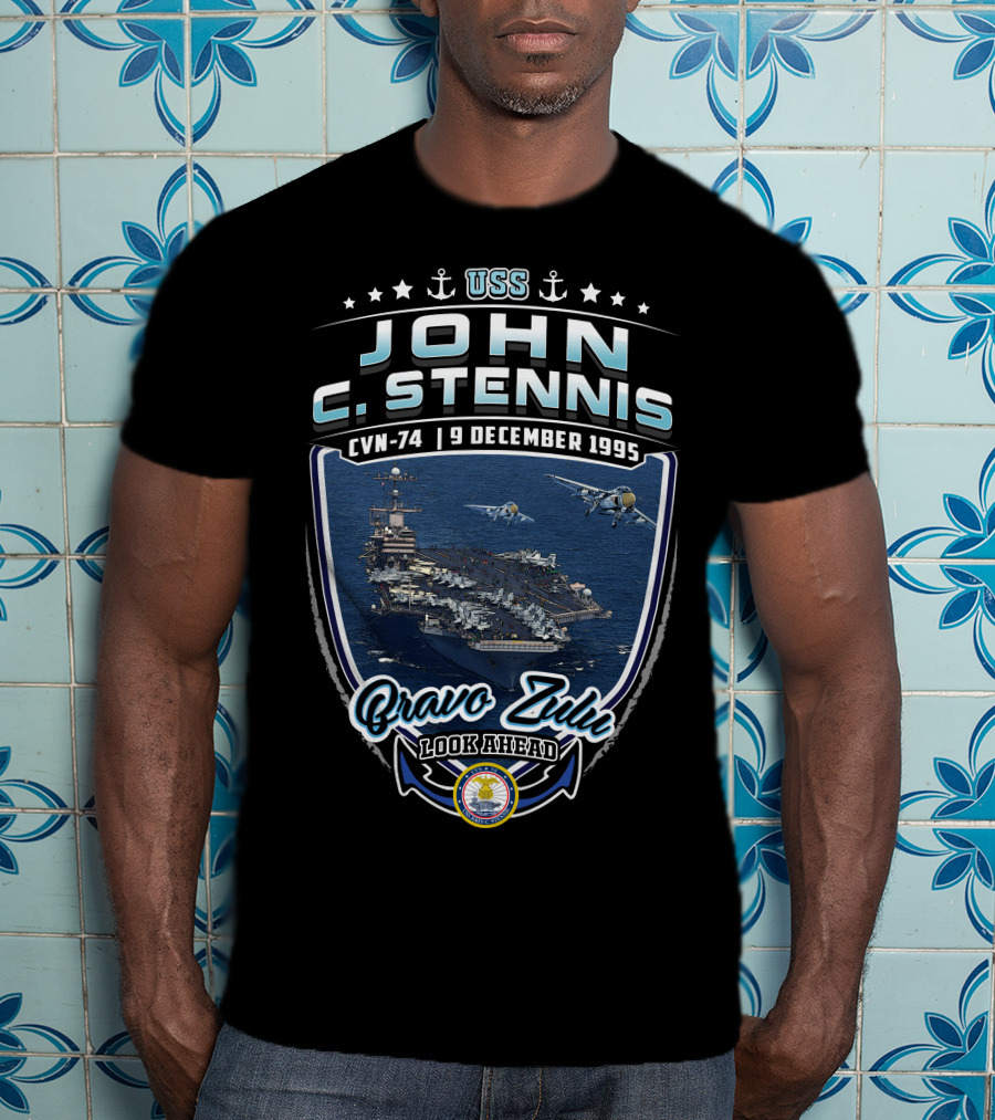 Uss John C. Stennis Cvn-74 Bravo Zulu Look Ahead 9 December 1995 T-Shirt