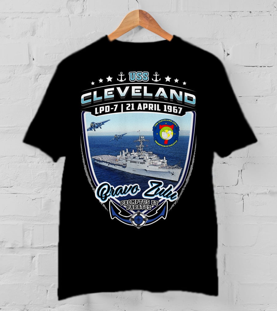 Uss Cleveland Lpd-7 Bravo Zulu 21 April 1967 Promptus Et Paratus T-Shirt