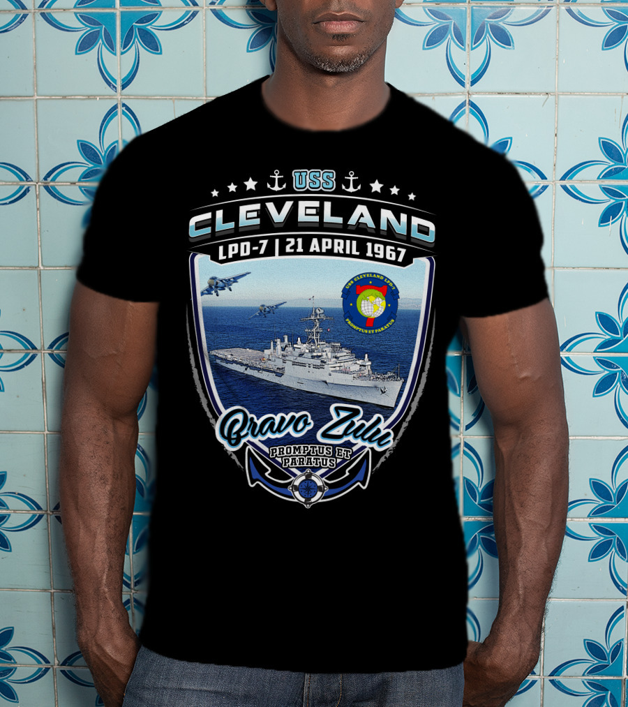 Uss Cleveland Lpd-7 Bravo Zulu 21 April 1967 Promptus Et Paratus T-Shirt
