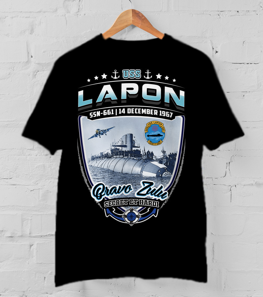 Uss Lapon Ssn-661 Bravo Zulu Secret Et Hardi 14 December 1967 T-Shirt