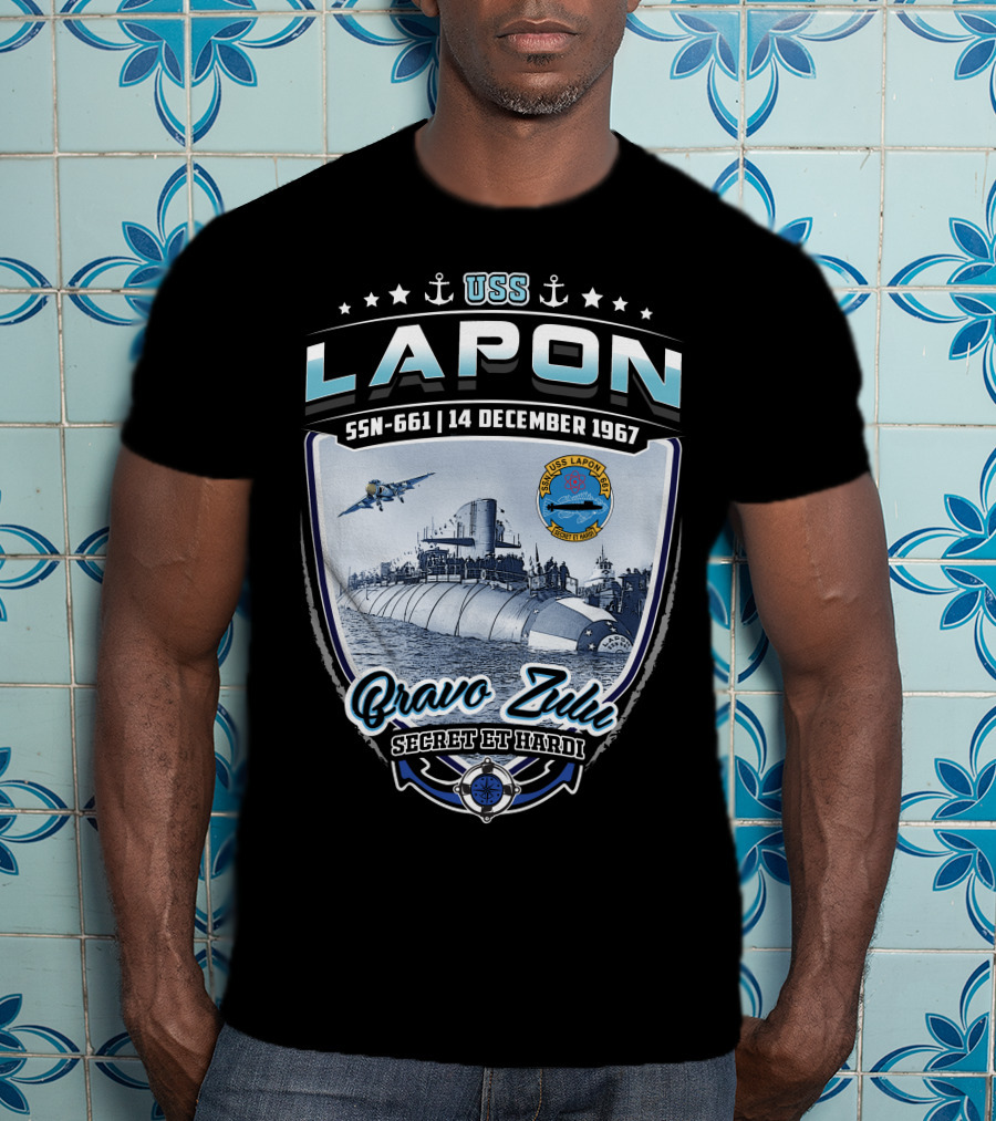 Uss Lapon Ssn-661 Bravo Zulu Secret Et Hardi 14 December 1967 T-Shirt
