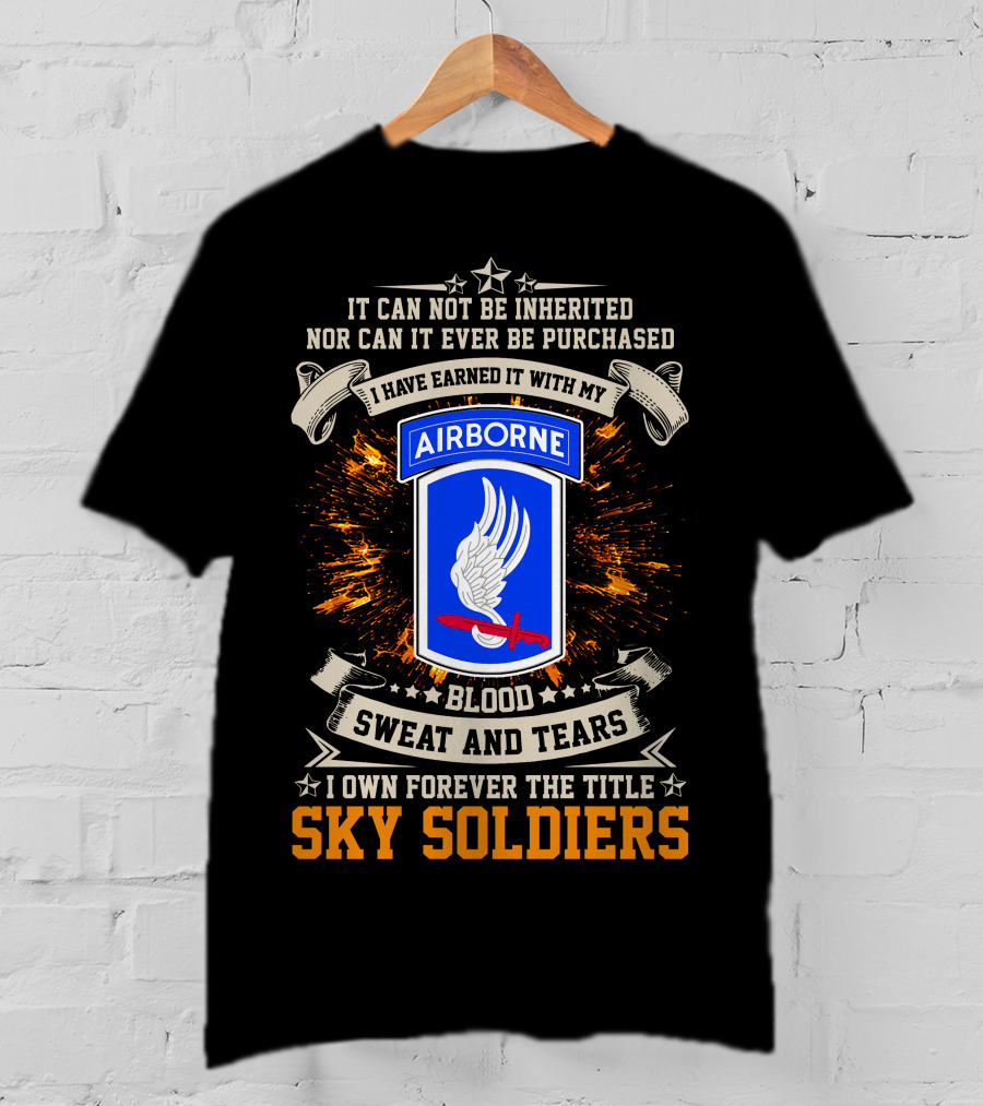 173rd Airborne Brigade Sky Soldiers Blood Sweat And Tears Badge T-Shirt