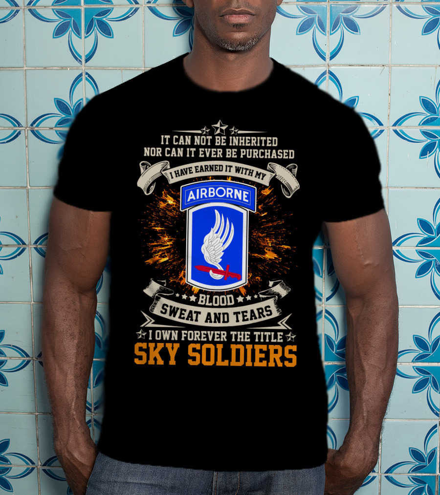 173rd Airborne Brigade Sky Soldiers Blood Sweat And Tears Badge T-Shirt