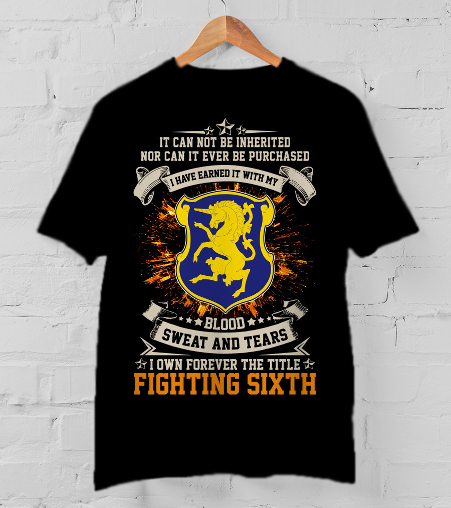 6th Cavalry Regiment Blood Sweat Tears Fighting Sixth Crest T-Shirt