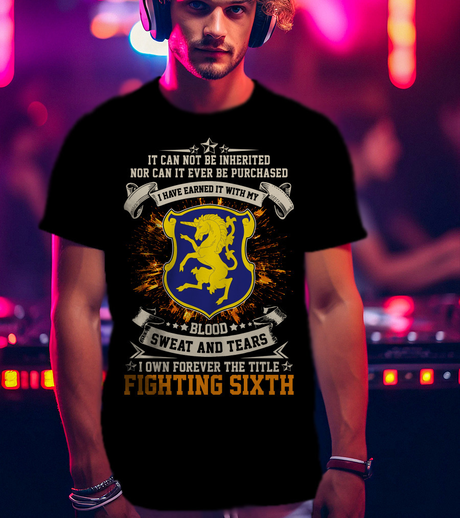 6th Cavalry Regiment Blood Sweat Tears Fighting Sixth Crest T-Shirt