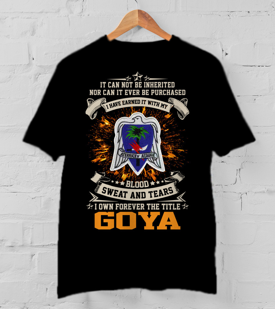 Blood Sweat And Tears Goya 551St Parachute Infantry Battalion Aterrice Y Ataque T-Shirt