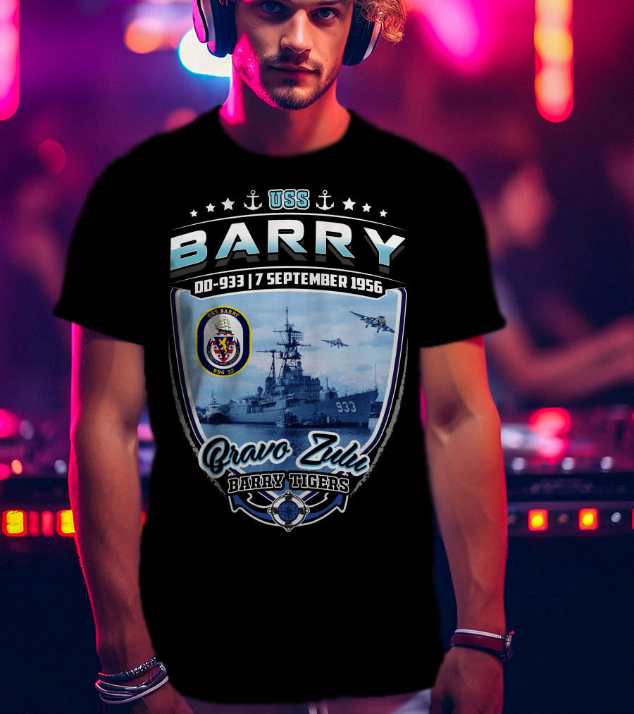 Uss Barry Dd-933 7 September 1956 Bravo Zulu Barry Tigers T-Shirt