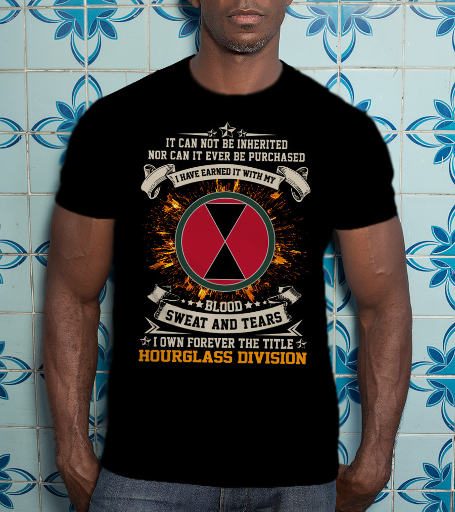 7th Infantry Division Hourglass Blood Sweat And Tears T-Shirt