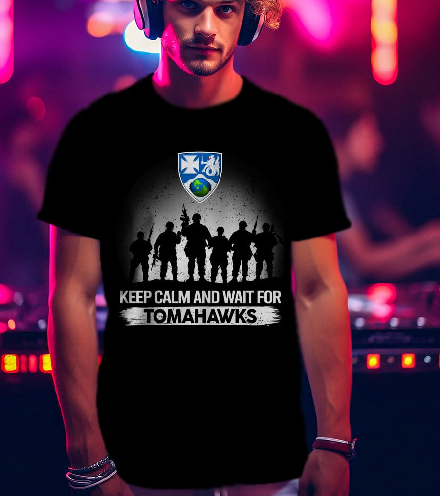 Keep Calm And Wait For Tomahawks 23Rd Infantry Regiment Silhouette Shield Heroes T-Shirt