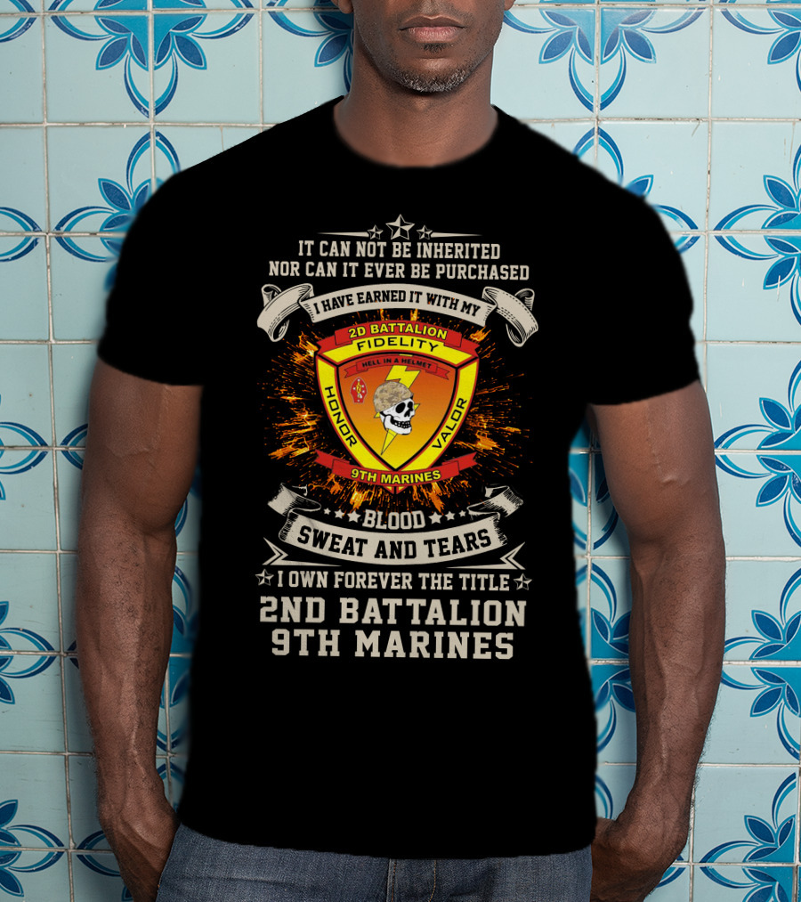 2Nd Battalion 9Th Marines Blood Sweat And Tears Honor Valor Fidelity T-Shirt