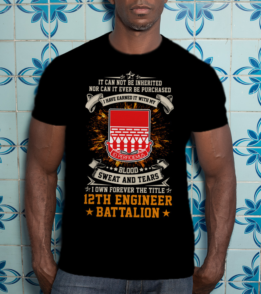 12Th Engineer Battalion Blood Sweat And Tears Id Perficiemus T-Shirt