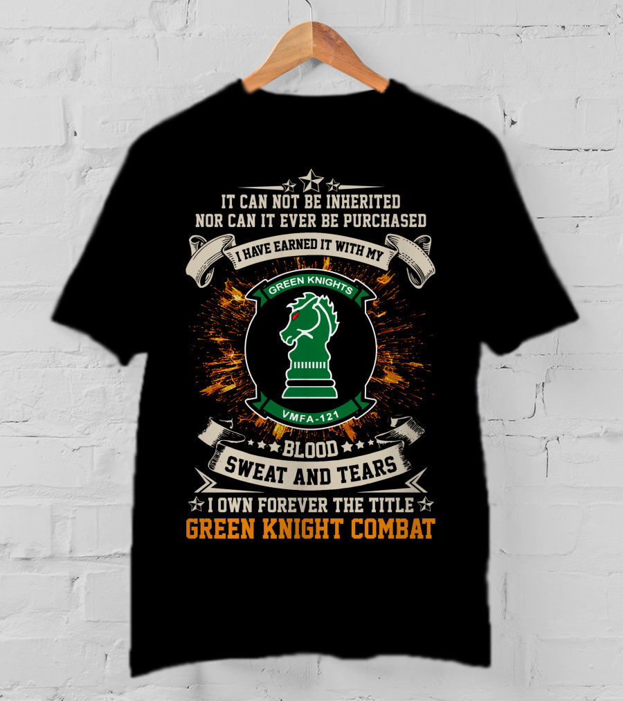 VMFA 121 Blood Sweat And Tears Green Knight Combat T-Shirt