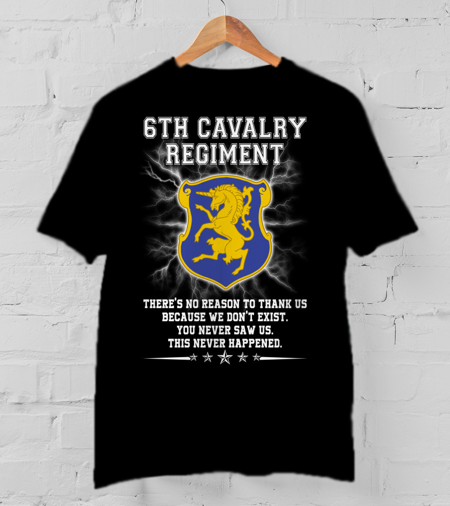 6th Cavalry Regiment There's No Reason To Thank Us Because We Don't Exist You Never Saw Us This Never Happened T-Shirt