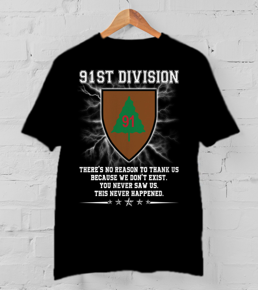 91st Division No Reason To Thank Us You Never Saw Us This Never Happened T-Shirt