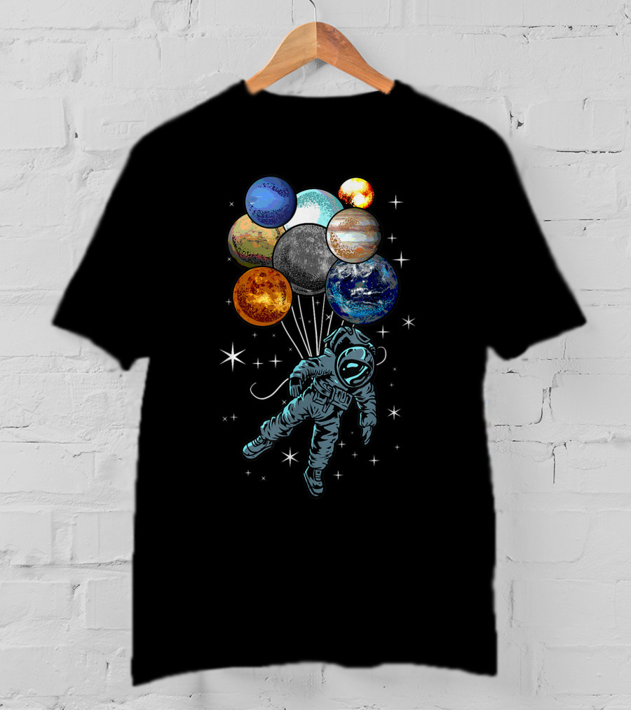Astronaut Space Funny Spaceman Planets Balloons Moon Nasa Perfect T-Shirt