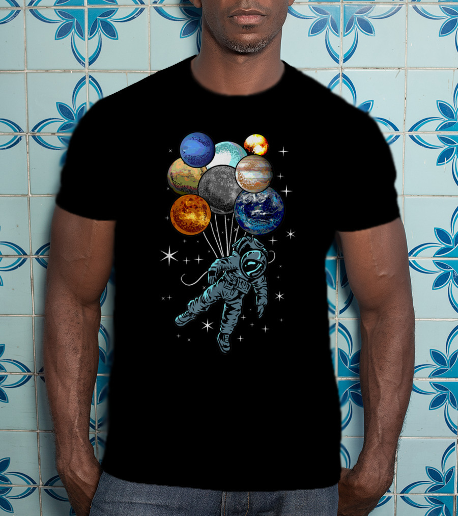 Astronaut Space Funny Spaceman Planets Balloons Moon Nasa Perfect T-Shirt