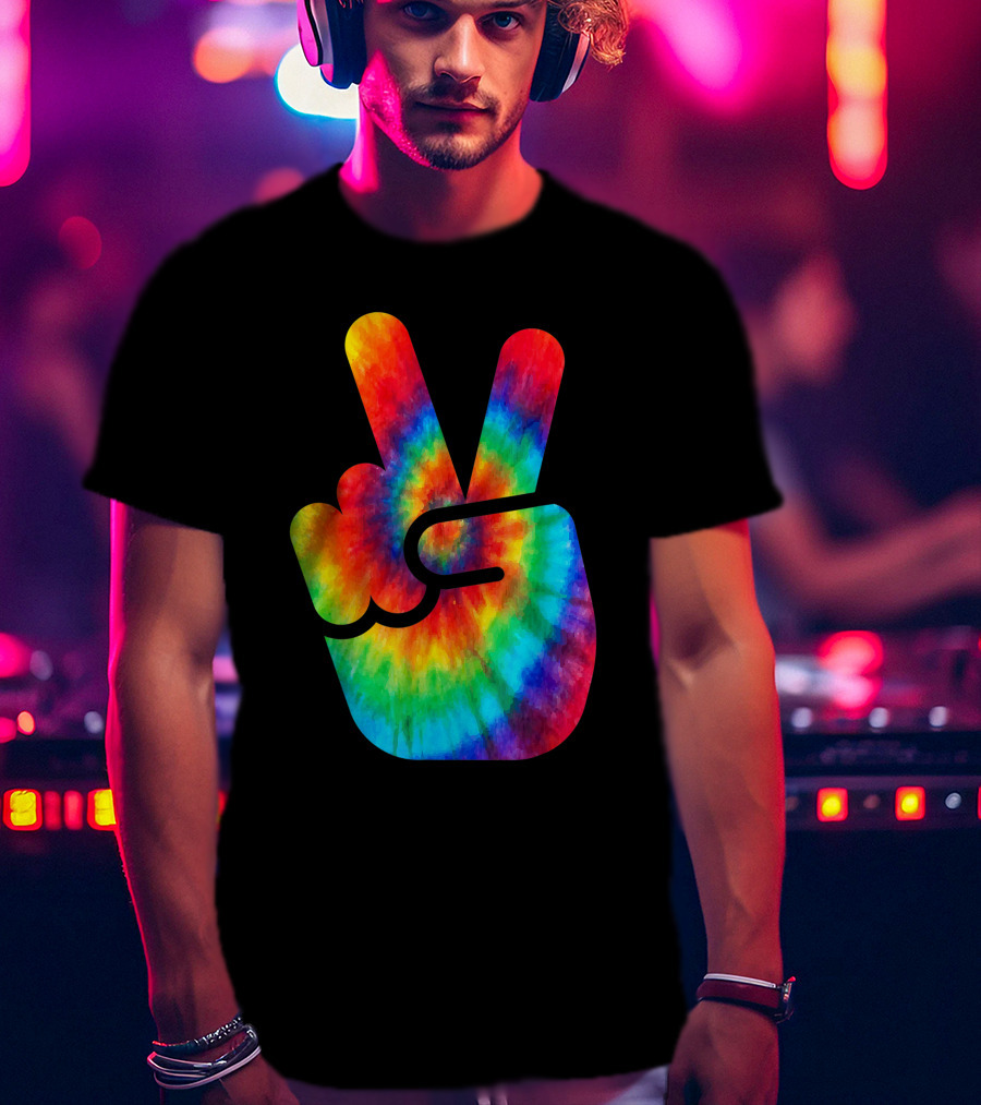 Peace Sign Rainbow Tie Dye Vibe T-Shirt