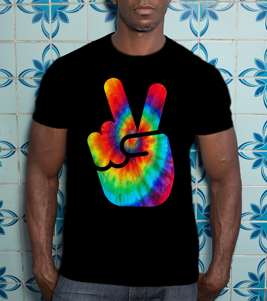Peace Sign Rainbow Tie Dye Vibe T-Shirt