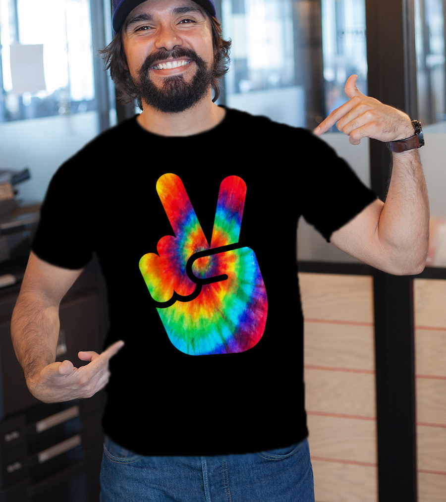 Peace Sign Rainbow Tie Dye Vibe T-Shirt