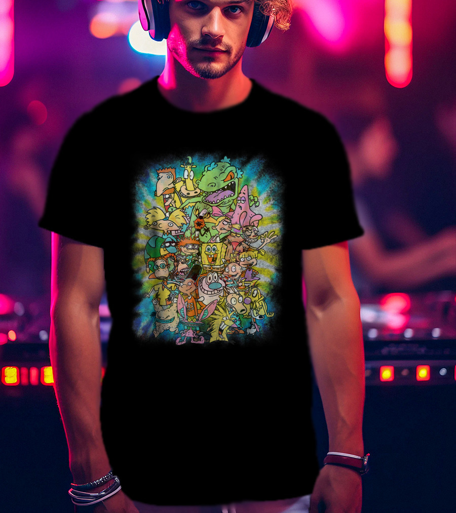 Nickelodeon 90s Ultimate Character Collage Tie Dye T-Shirt
