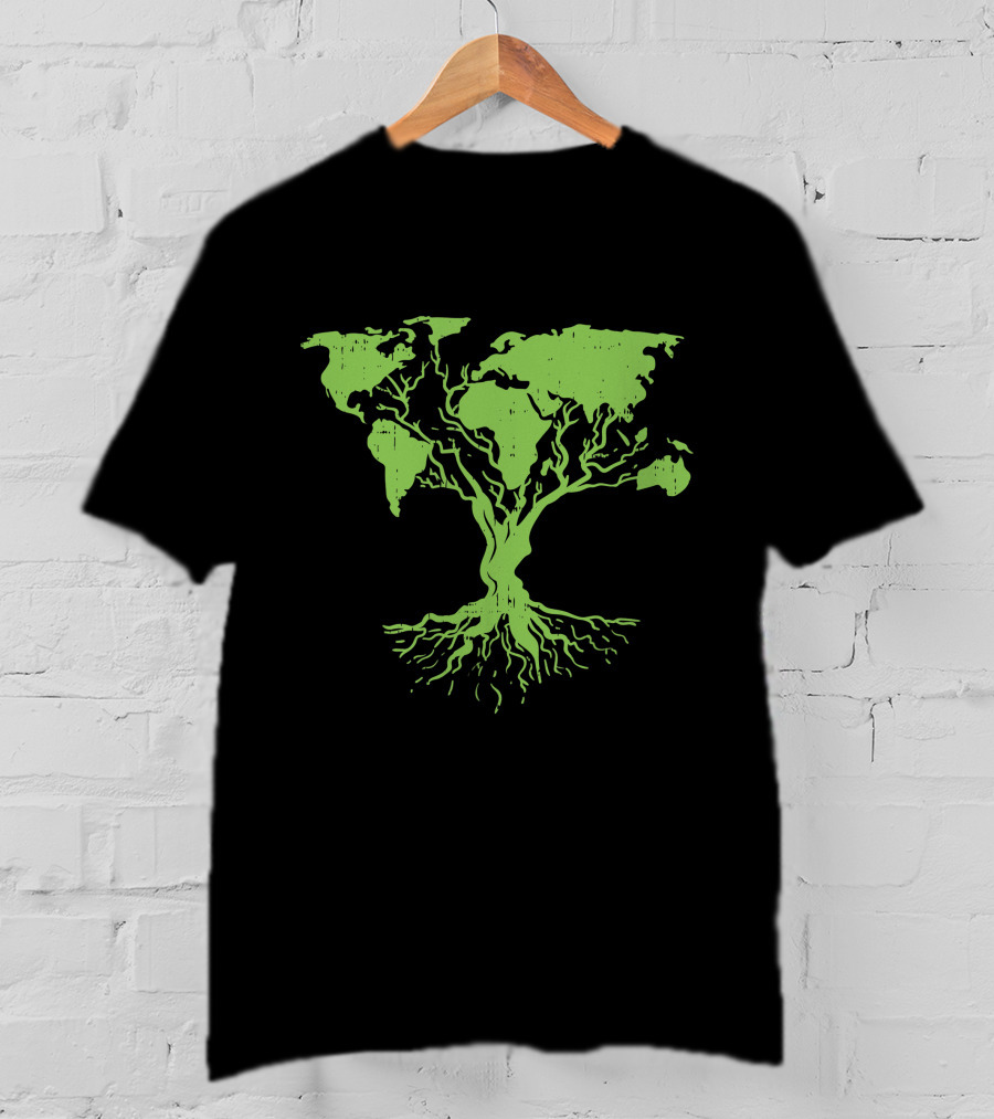 Cute World Map Tree For Earth Day Pro Environment Plant T-Shirt