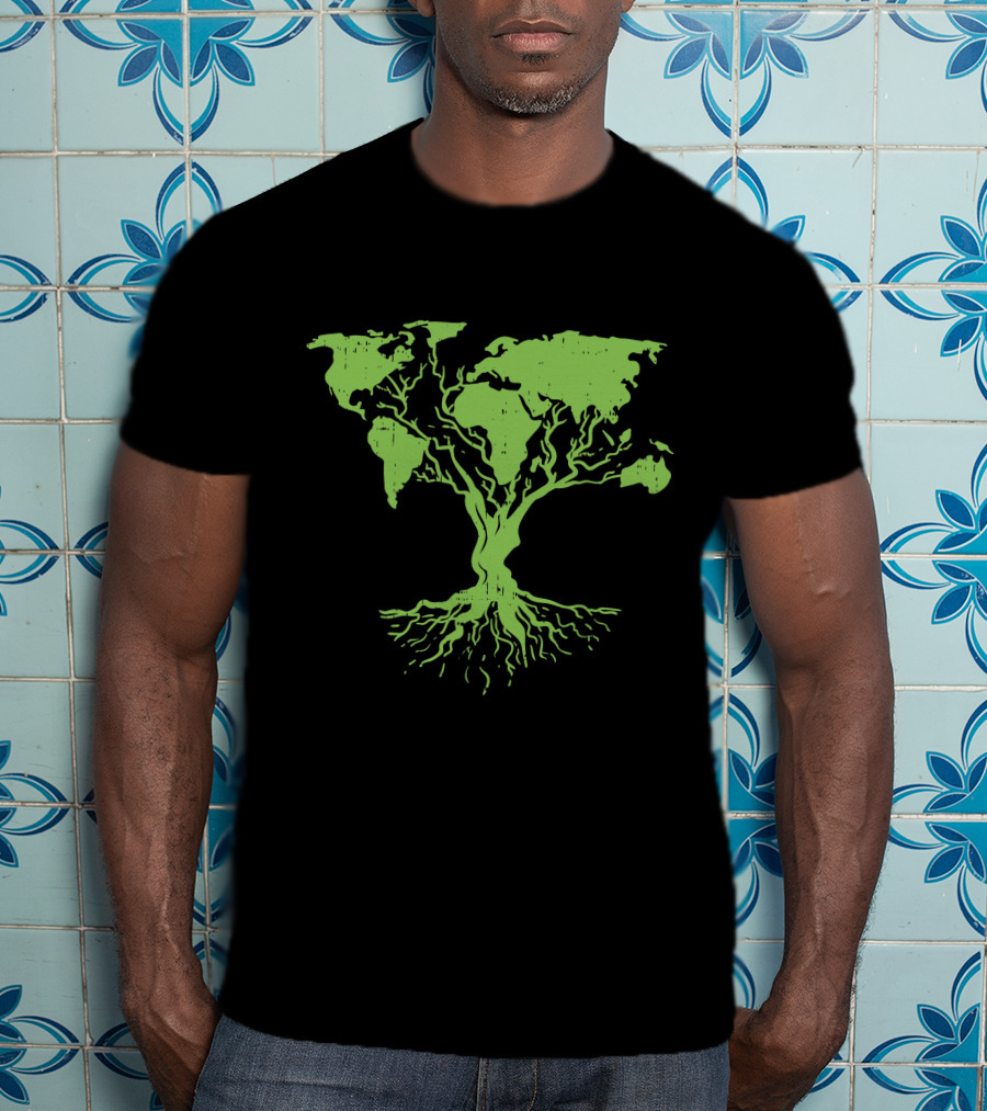 Cute World Map Tree For Earth Day Pro Environment Plant T-Shirt