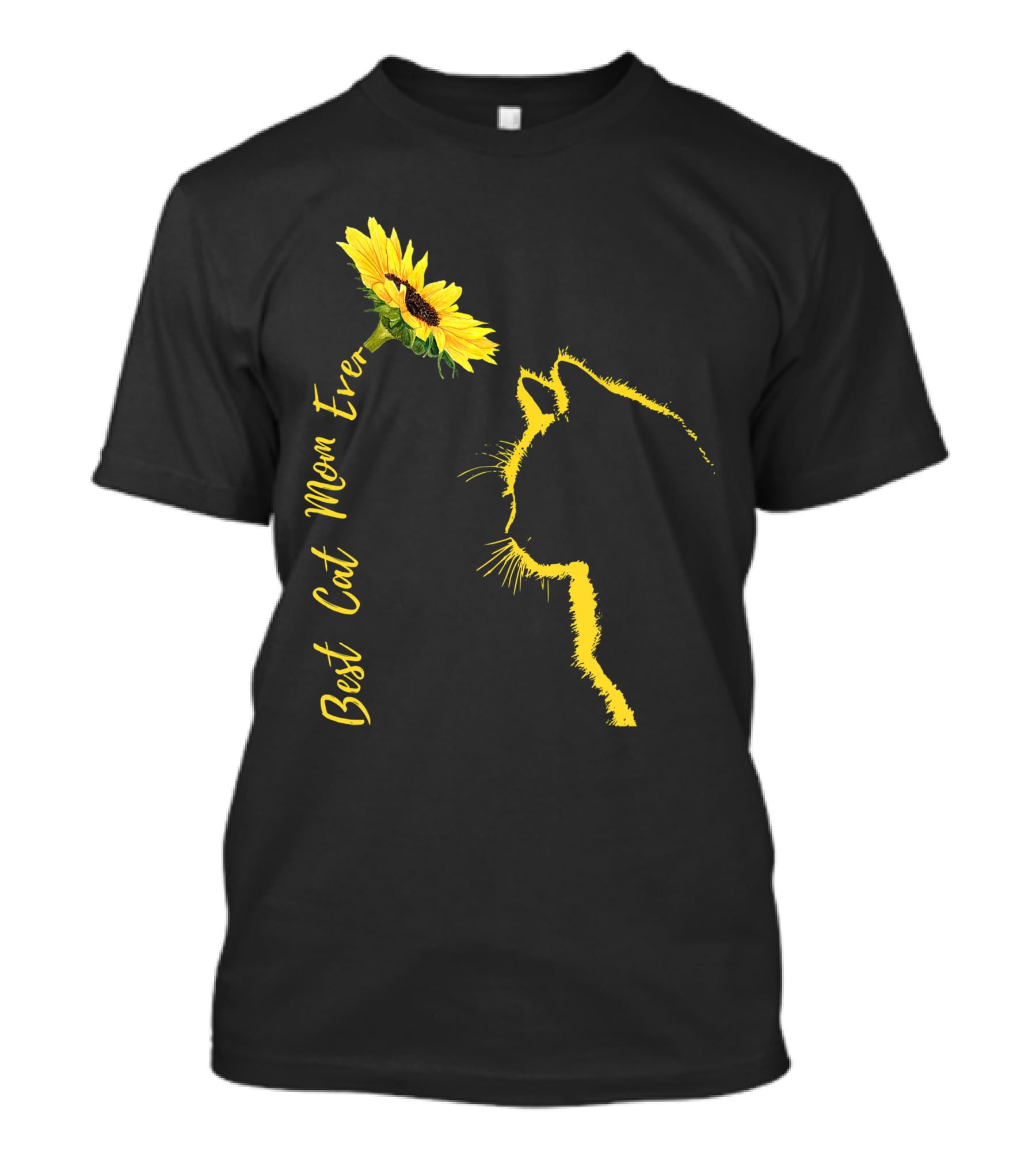 Best Cat Mom Ever Sunflower Cat Mother's Day T-Shirt