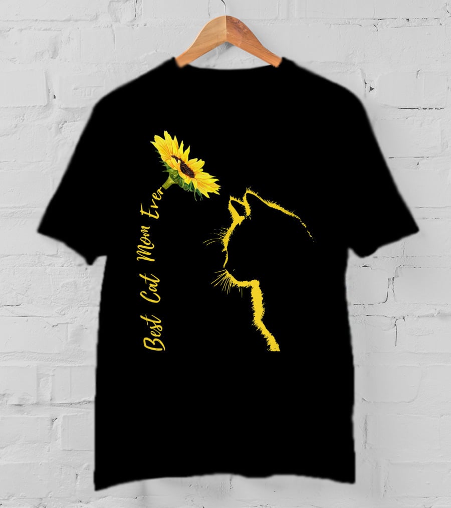 Best Cat Mom Ever Sunflower Cat Mother's Day T-Shirt