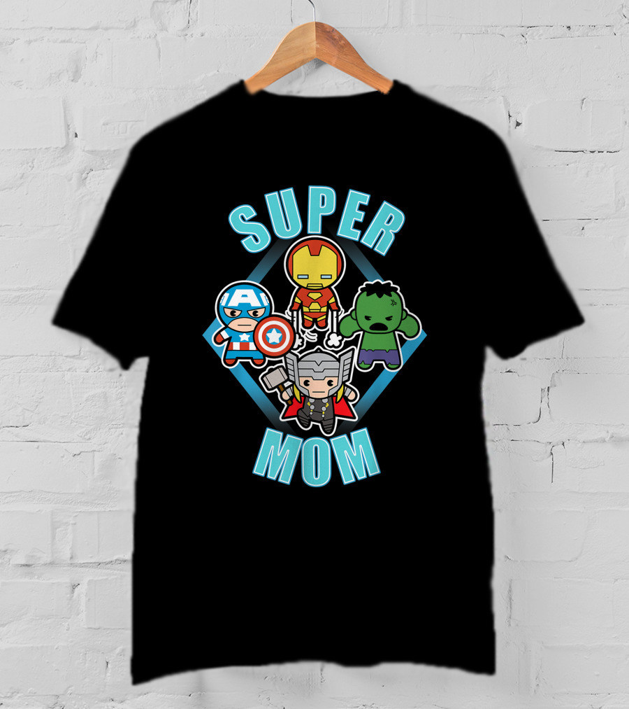 Marvel Super Mom Kawaii Team Captain America Iron Man Thor Hulk T-Shirt