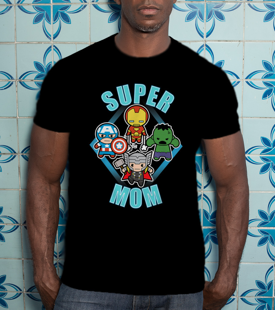Marvel Super Mom Kawaii Team Captain America Iron Man Thor Hulk T-Shirt