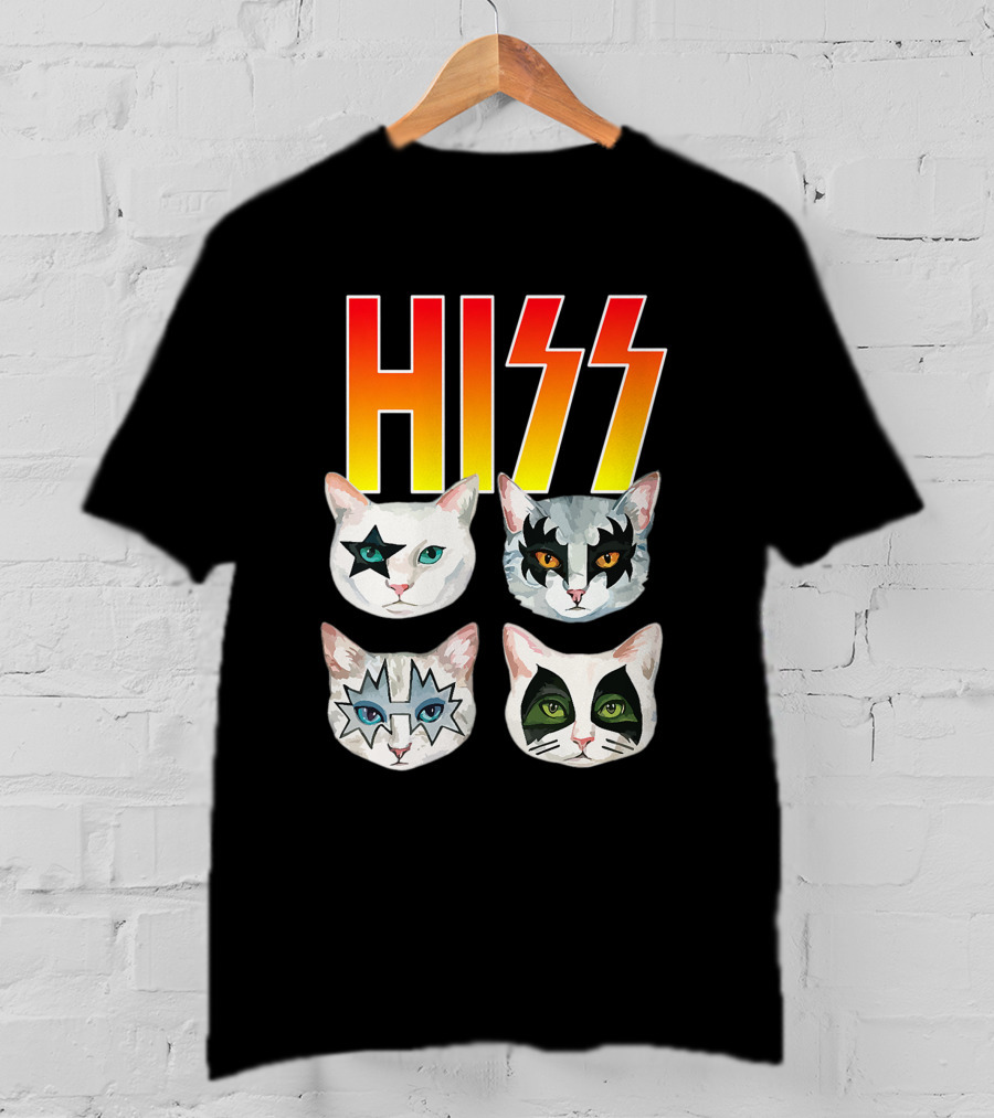 Hiss Cat Cats In Iconic Makeup For Funny Cat Lover T-Shirt