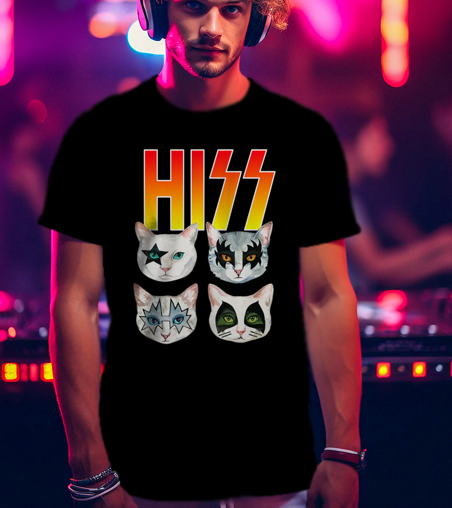 Hiss Cat Cats In Iconic Makeup For Funny Cat Lover T-Shirt