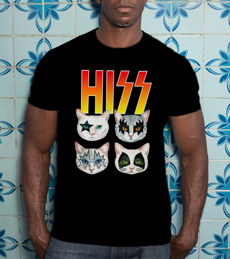 Hiss Cat Cats In Iconic Makeup For Funny Cat Lover T-Shirt