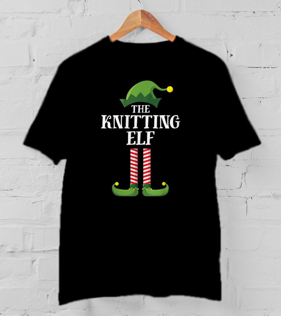 The Knitting Elf Matching Family Group Christmas Party Fun T-Shirt