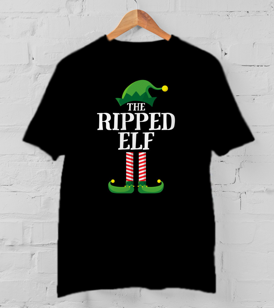 Ripped Elf Matching Family Group Christmas Party Festive T-Shirt