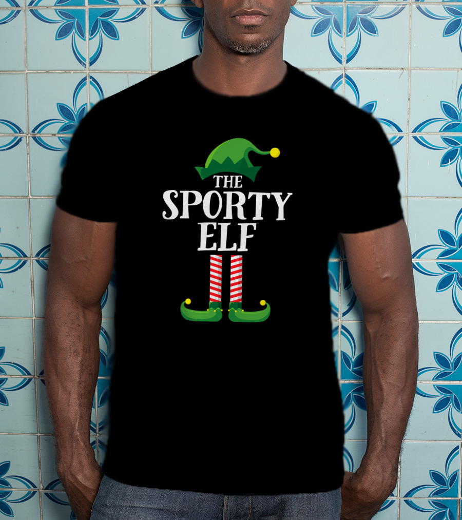 The Sporty Elf Matching Family Group Christmas Party T-Shirt