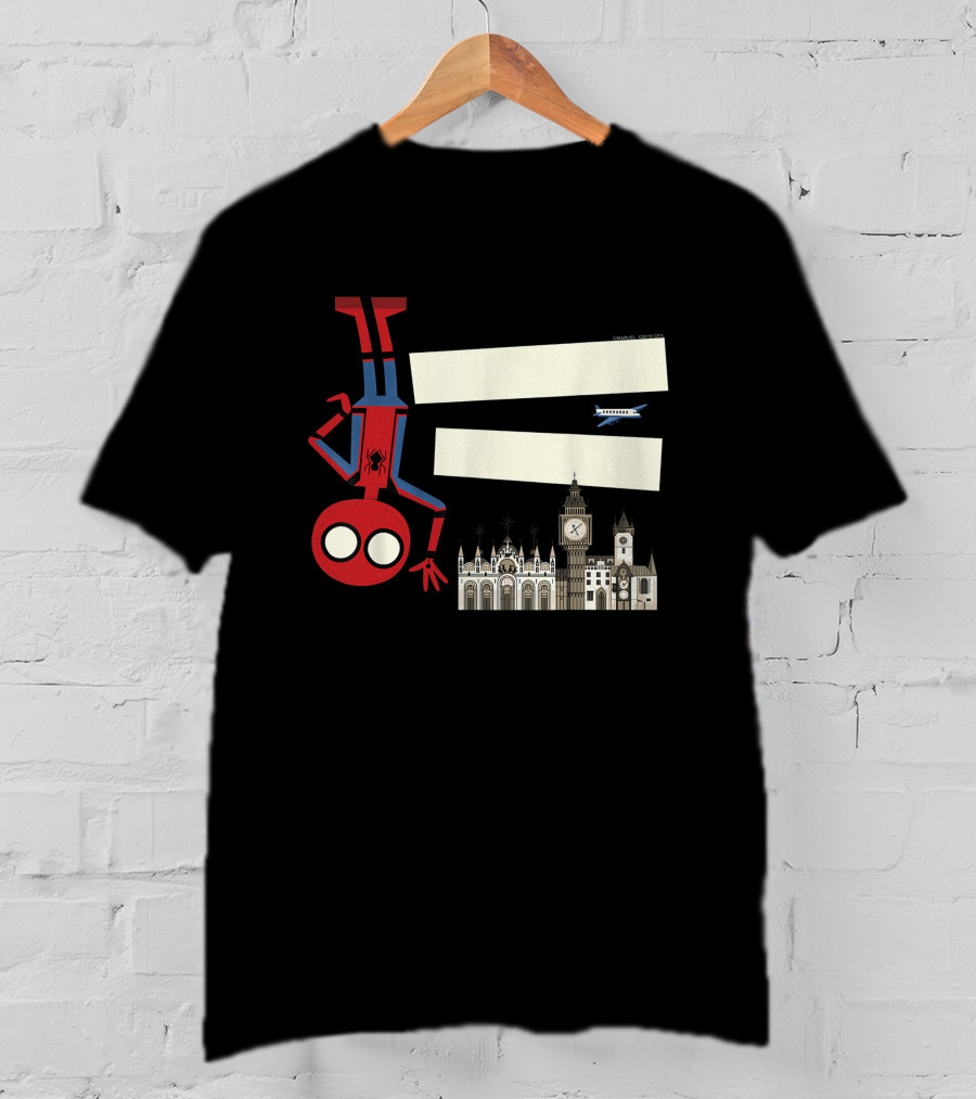 Marvel Spider-Man Far From Home Upside-Down London Big Ben Airplane T-Shirt