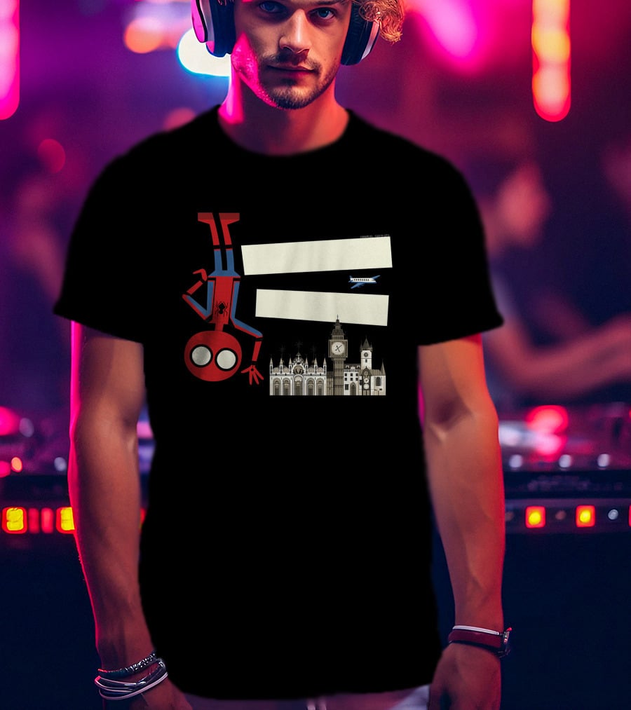Marvel Spider-Man Far From Home Upside-Down London Big Ben Airplane T-Shirt