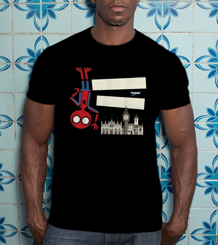 Marvel Spider-Man Far From Home Upside-Down London Big Ben Airplane T-Shirt