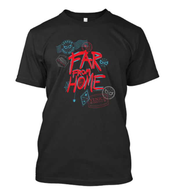 Marvel Spider-Man Far From Home Passport Stamps London Prague Venice Arrival T-Shirt