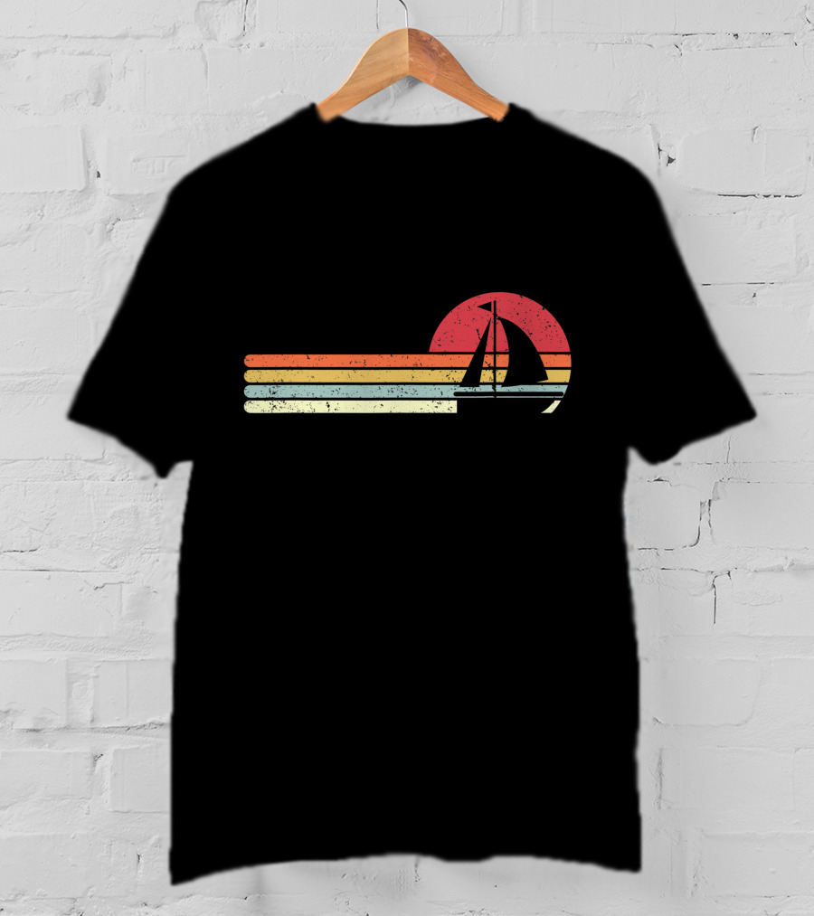 Retro Sun And Sailboat Vintage Sailing T-Shirt