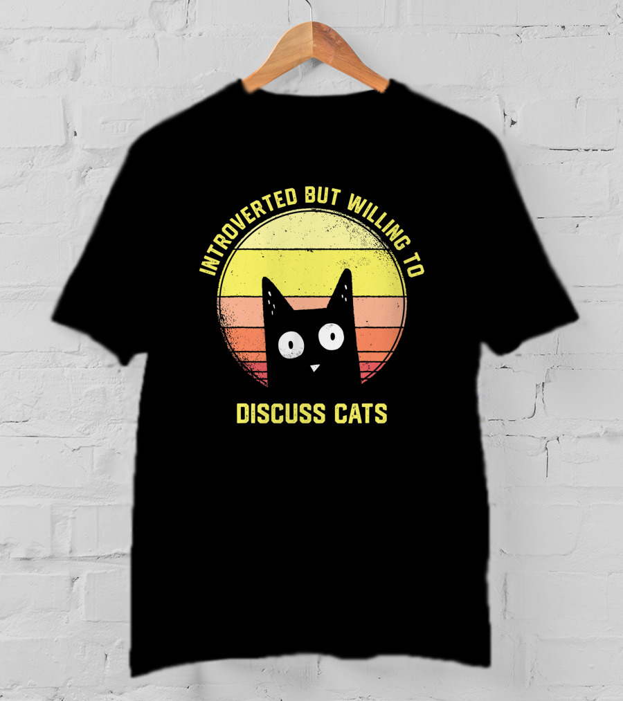 Introverted But Willing To Discuss Cats Retro Vintage Style Cat Lover T-Shirt